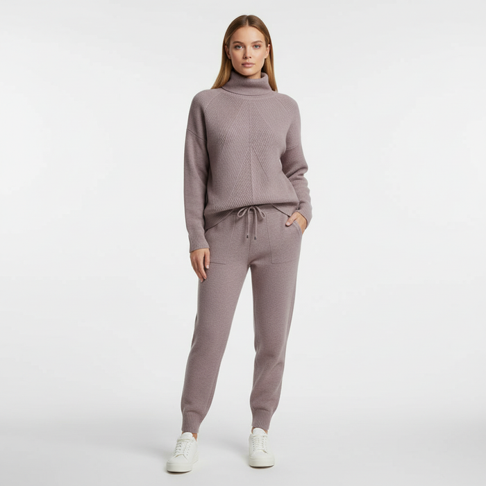 Damski Komplet Dresowy z Golfem i Spodniami Loungewear