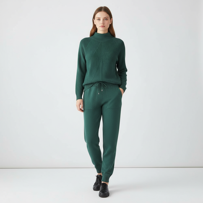 Damski Komplet Dresowy z Golfem i Spodniami Loungewear