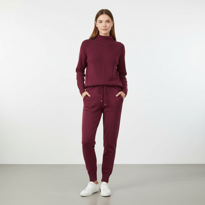 Damski Komplet Dresowy z Golfem i Spodniami Loungewear