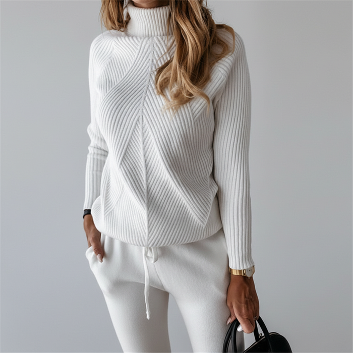 Damski Komplet Dresowy z Golfem i Spodniami Loungewear