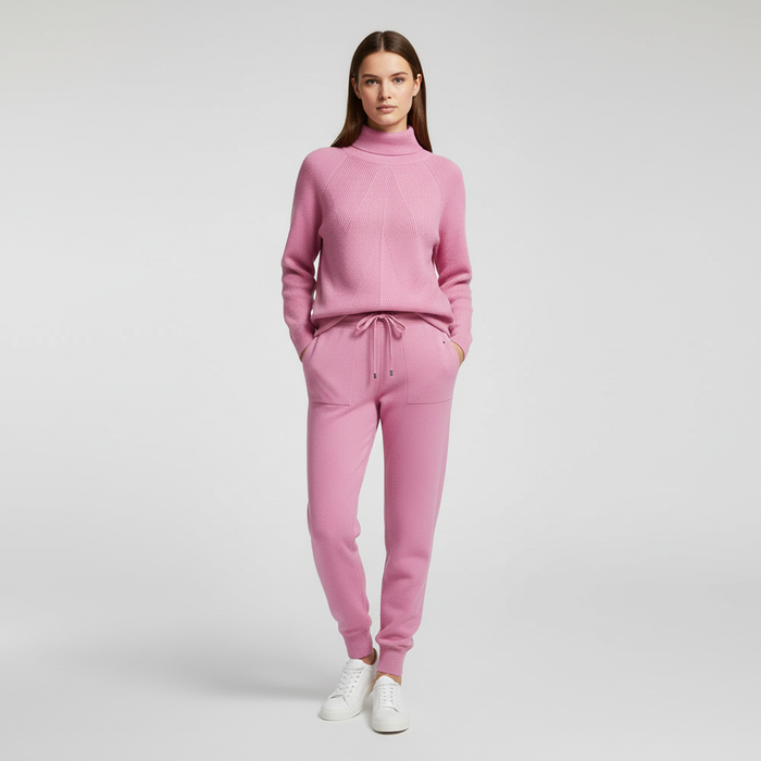 Damski Komplet Dresowy z Golfem i Spodniami Loungewear