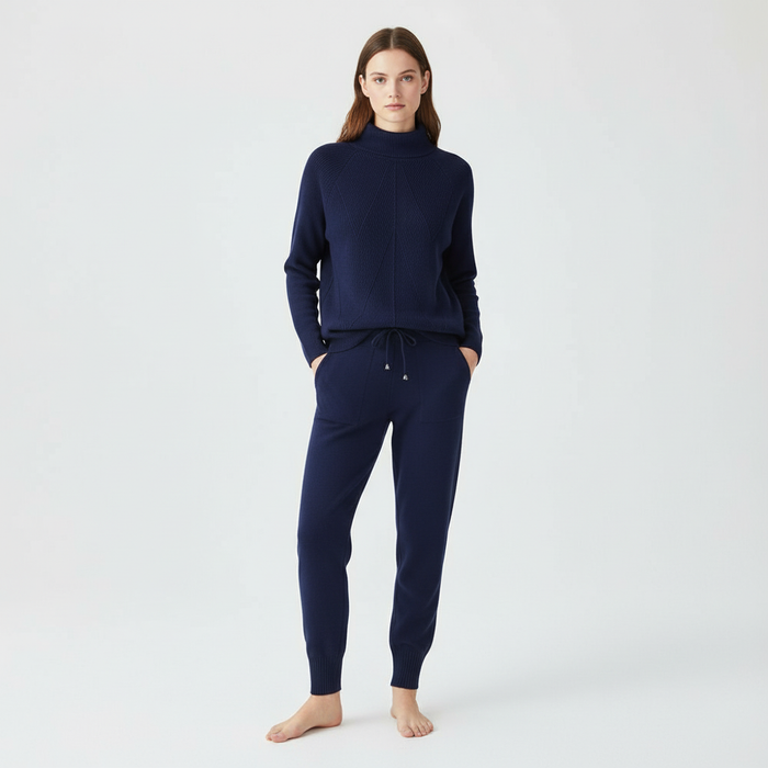 Damski Komplet Dresowy z Golfem i Spodniami Loungewear