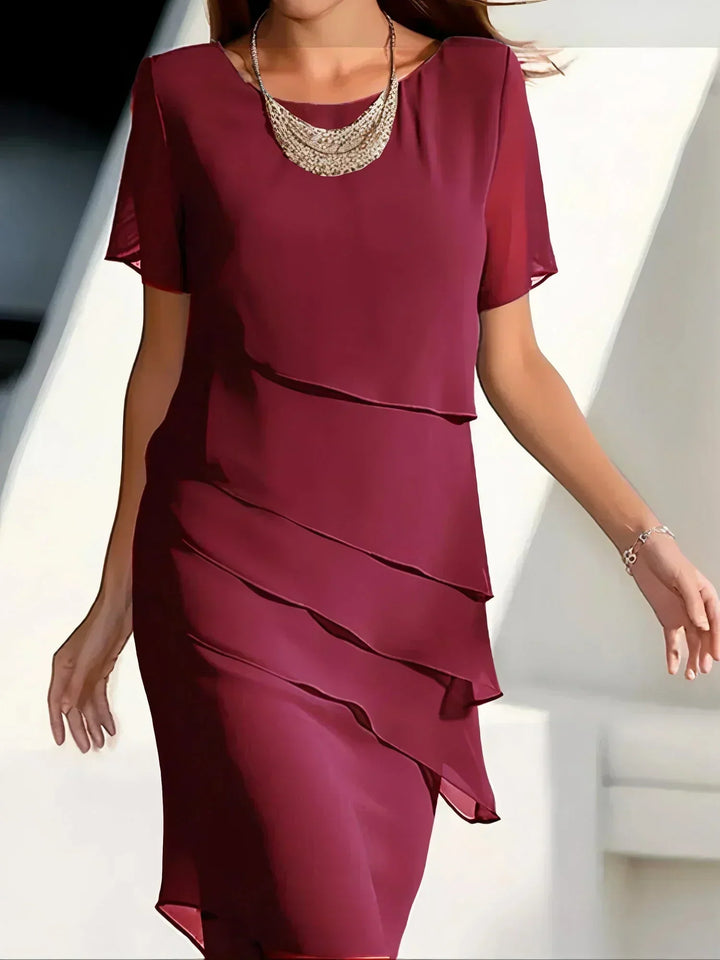 Alexandra | Elegancka, zwiewna sukienka z krótkim rękawem