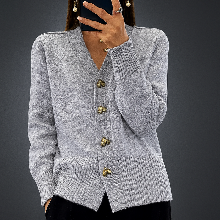 Damski Sweter Rozpinany z Dekoltem V Knitwear
