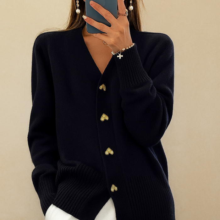 Damski Sweter Rozpinany z Dekoltem V Knitwear