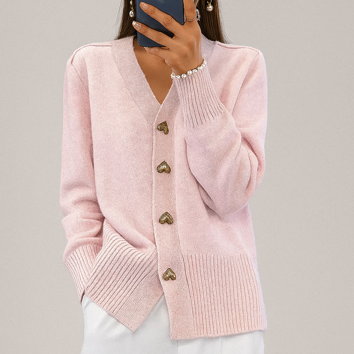 Damski Sweter Rozpinany z Dekoltem V Knitwear