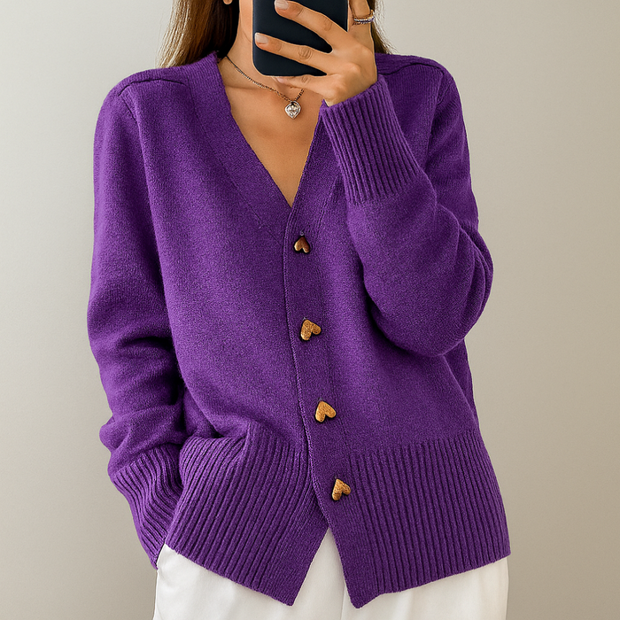Damski Sweter Rozpinany z Dekoltem V Knitwear