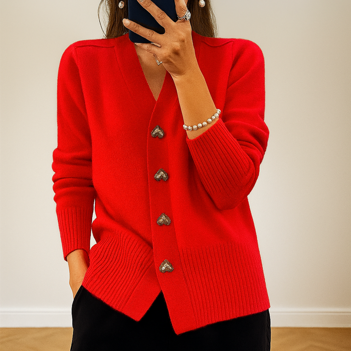 Damski Sweter Rozpinany z Dekoltem V Knitwear