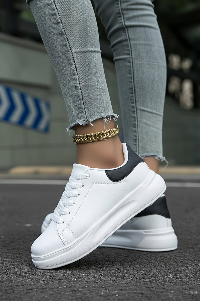 Damskie Sneakersy Niskie z Poduszką i Sznurowaniem