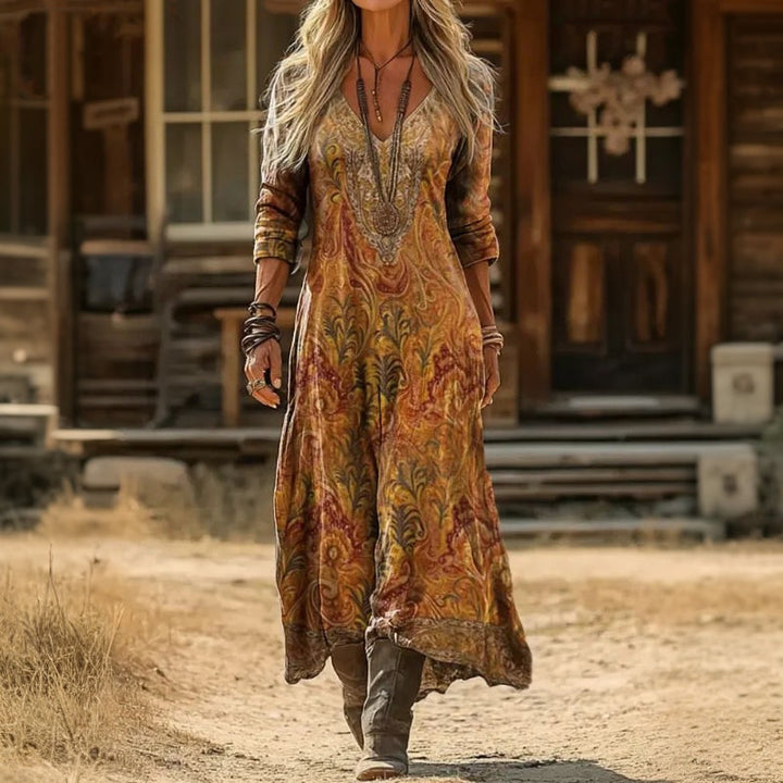 Rachael | Sukienka Casual z Długim Rękawem w Stylu Vintage