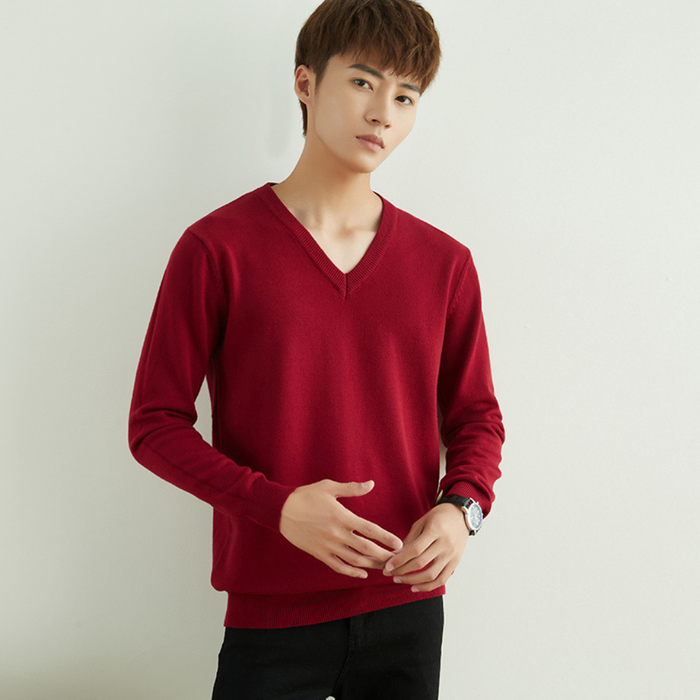 Męski Sweter V-Neck z Długim Rękawem do Codziennego Użytku