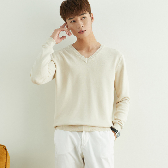 Męski Sweter V-Neck z Długim Rękawem do Codziennego Użytku