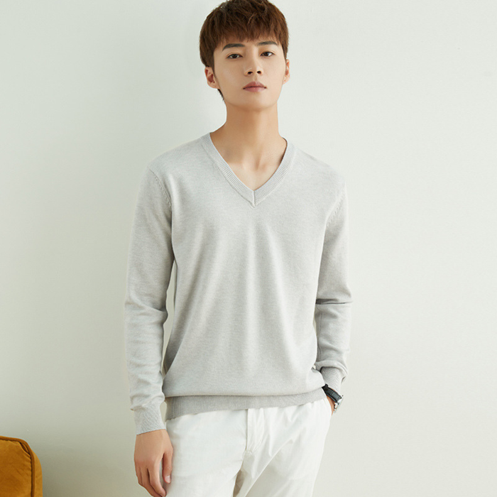 Męski Sweter V-Neck z Długim Rękawem do Codziennego Użytku