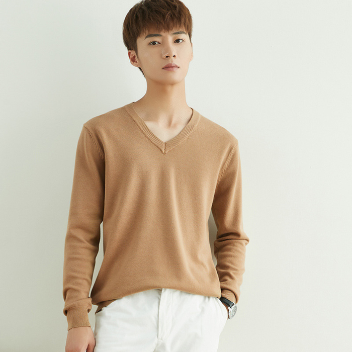 Męski Sweter V-Neck z Długim Rękawem do Codziennego Użytku