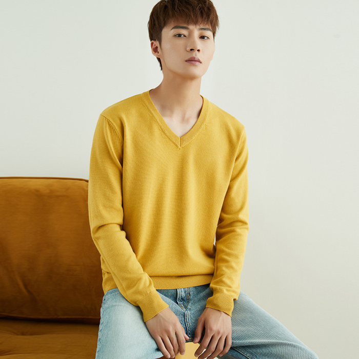 Męski Sweter V-Neck z Długim Rękawem do Codziennego Użytku