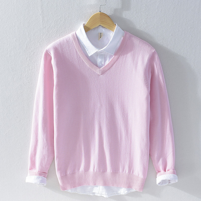 Męski Sweter V-Neck z Długim Rękawem do Codziennego Użytku