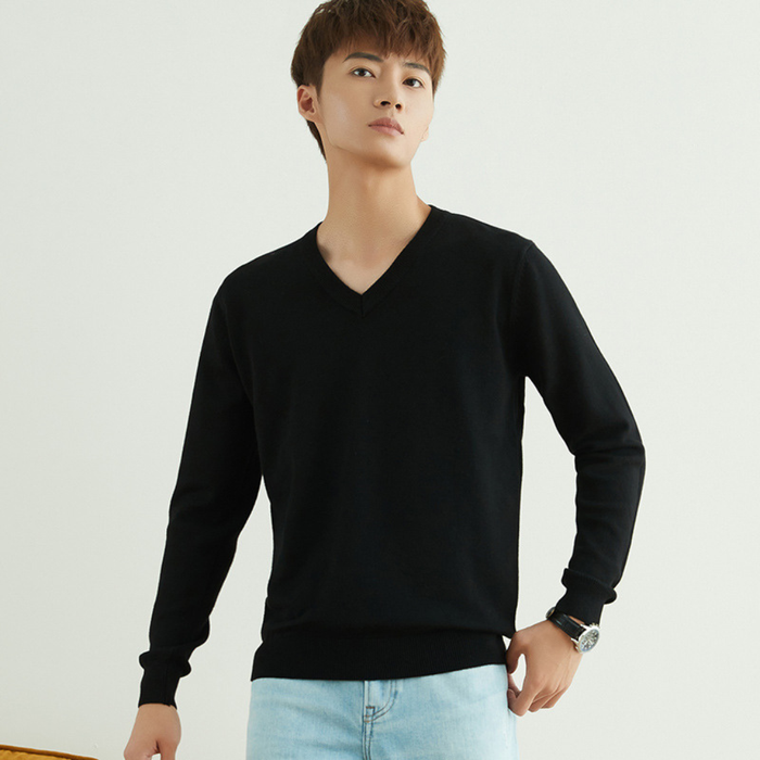 Męski Sweter V-Neck z Długim Rękawem do Codziennego Użytku