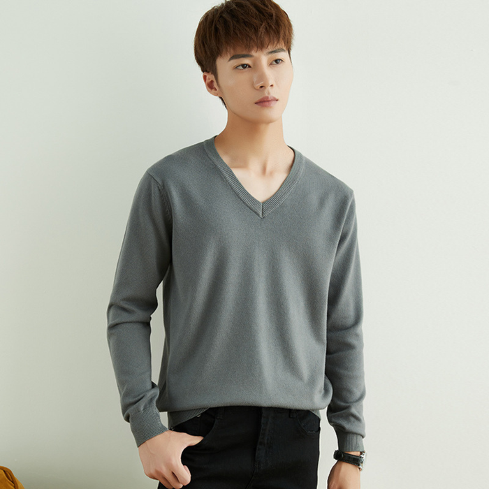 Męski Sweter V-Neck z Długim Rękawem do Codziennego Użytku