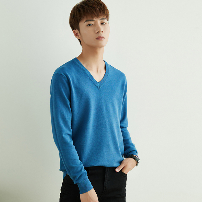 Męski Sweter V-Neck z Długim Rękawem do Codziennego Użytku