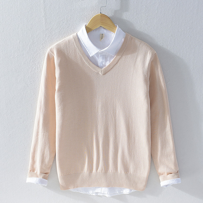 Męski Sweter V-Neck z Długim Rękawem do Codziennego Użytku