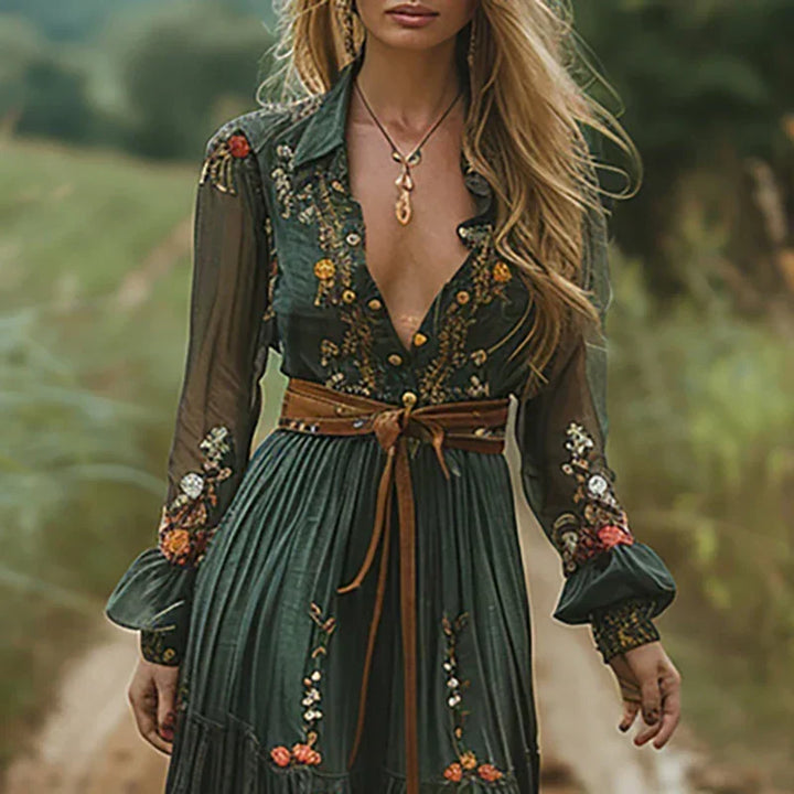 Rosetta | Haftowana Boho Maxi Sukienka