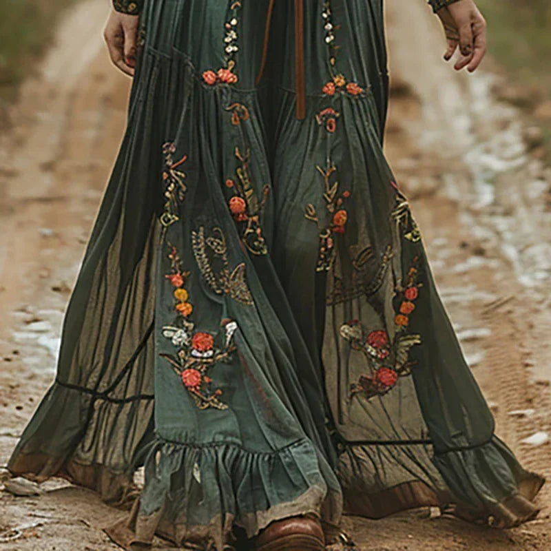Rosetta | Haftowana Boho Maxi Sukienka