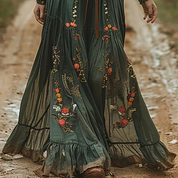 Rosetta | Haftowana Boho Maxi Sukienka