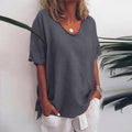 Megan | Elegancka Bluzka z Krótkim Rękawem w Serek