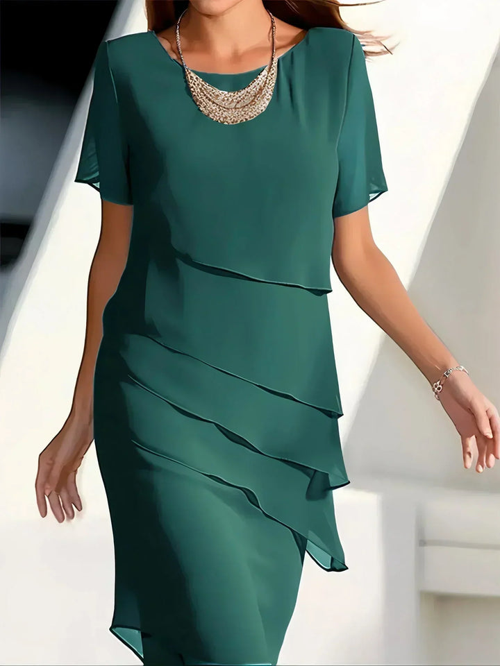 Alexandra | Elegancka, zwiewna sukienka z krótkim rękawem