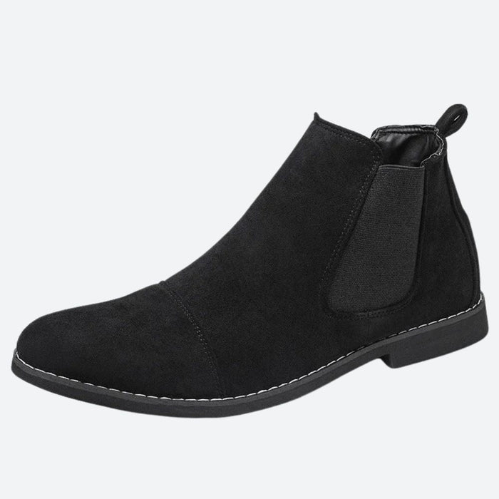 Męskie Zamszowe Chelsea Boots z Elastyczną Wstawką