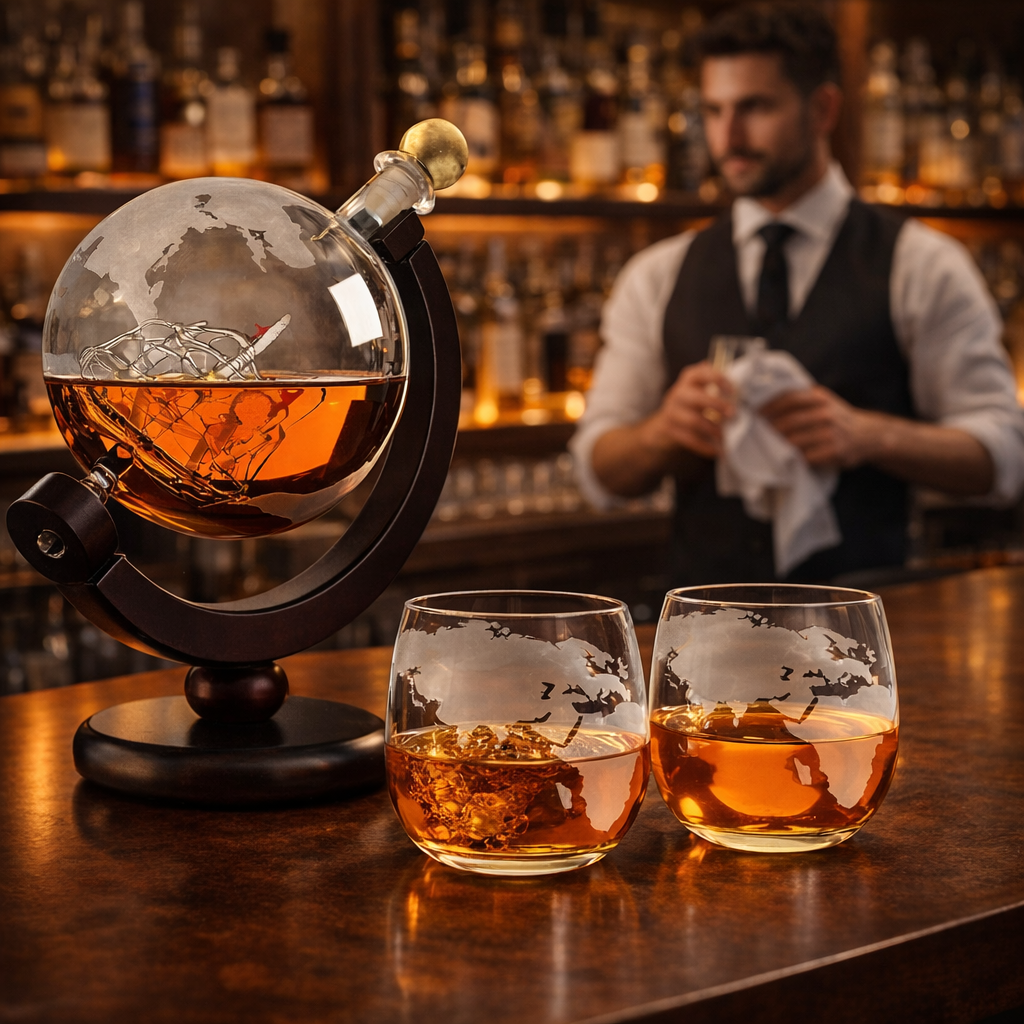 Marco | Butelka Whisky z Mapą Świata