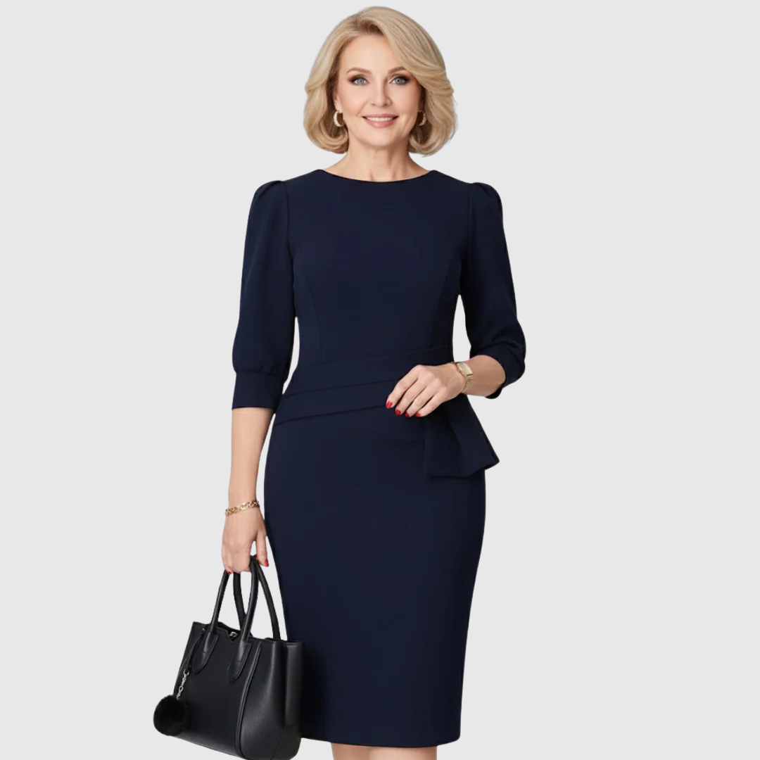 Adele | Midi Sukienka z Peplum
