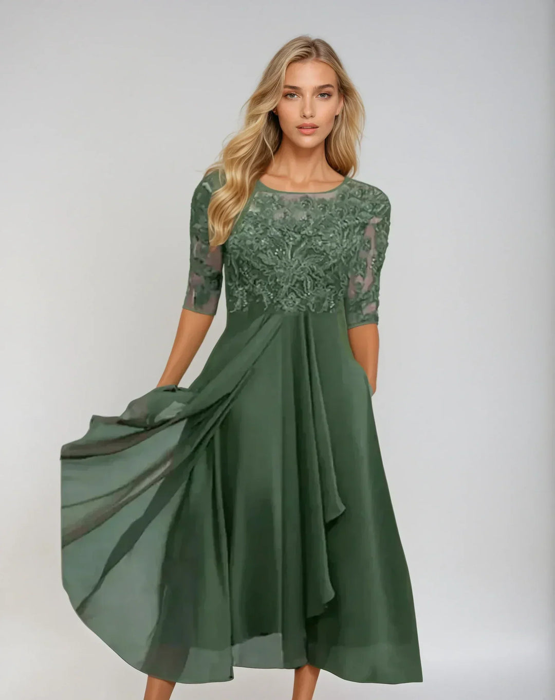 Adelaide | Elegancka Koronkowa Sukienka Midi