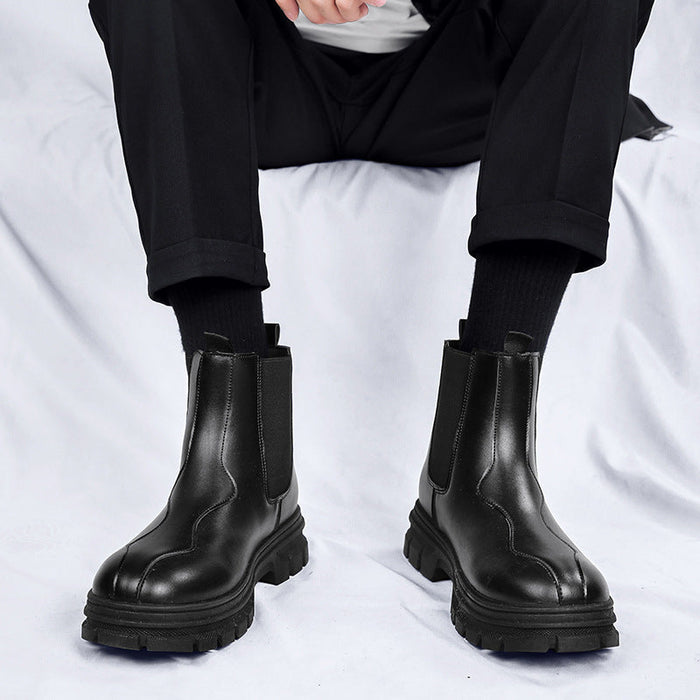Męskie Chelsea Boots z Grubą Podeszwą i Elastycznymi Wstawkami