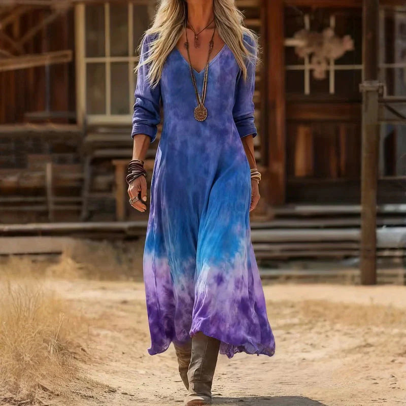 Rosie | Klasyczna Sukienka Vintage z Długim Rękawem