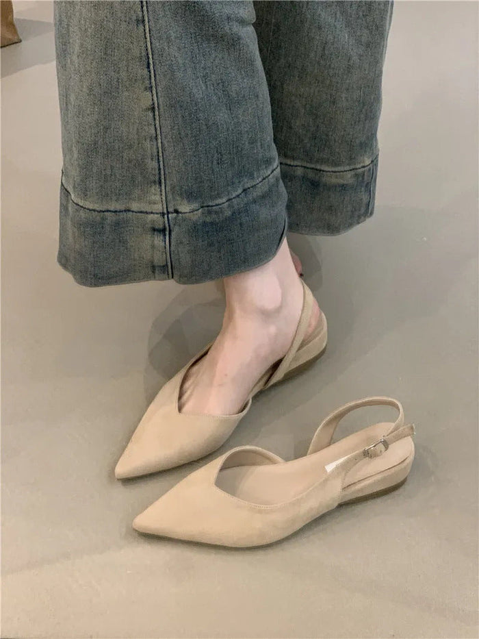 Damskie Baleriny Slingback ze Spiczastym Noskiem do Biura