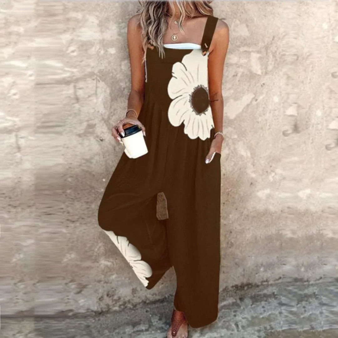 Marissa | Stylowy Kwiatowy Kombinezon z Szerokimi Nogawkami