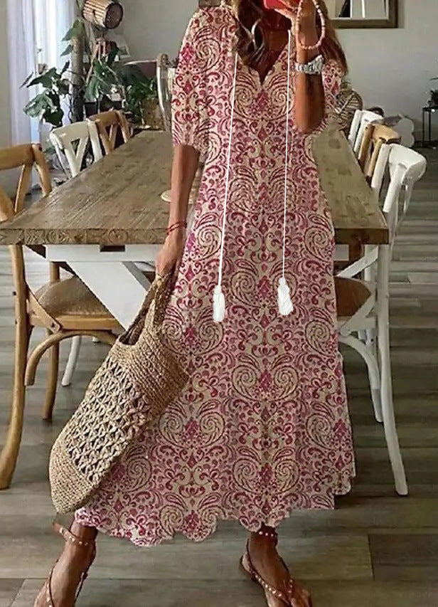Amalia | Boho Vintage Letnia Sukienka Maxi