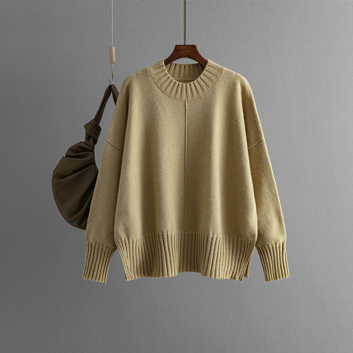 Damski Oversized Sweter z Prążkowanymi Wykończeniami