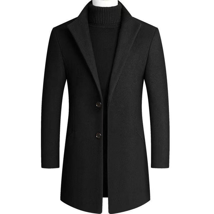Męski Elegancki Płaszcz z Klapami i Kroju Slim