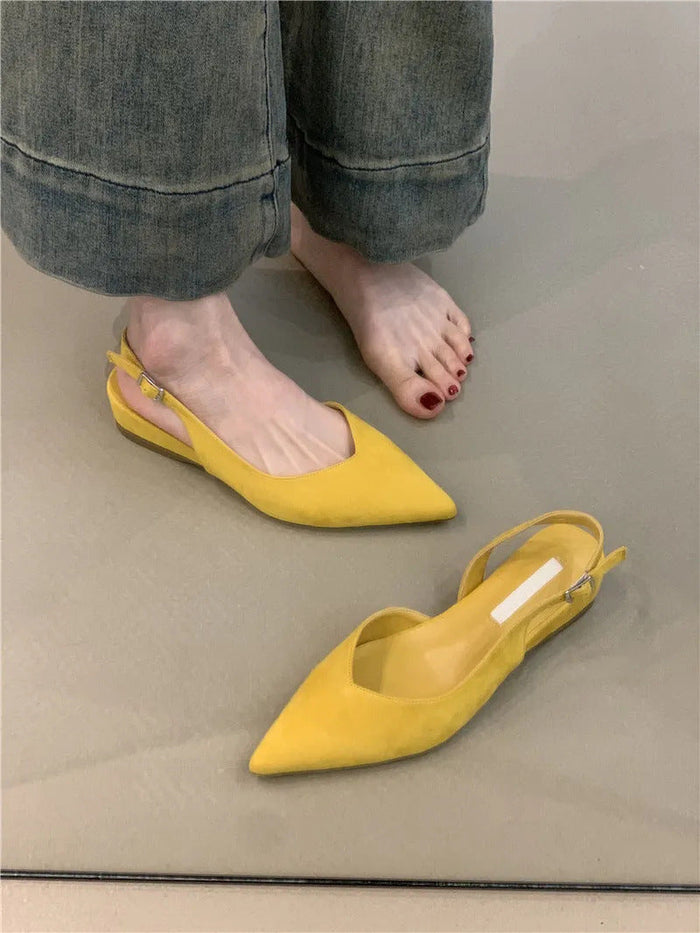 Damskie Baleriny Slingback ze Spiczastym Noskiem do Biura