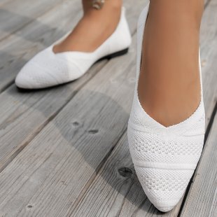 Damskie Baletki Spiczaste z Dzianinowej Siateczki