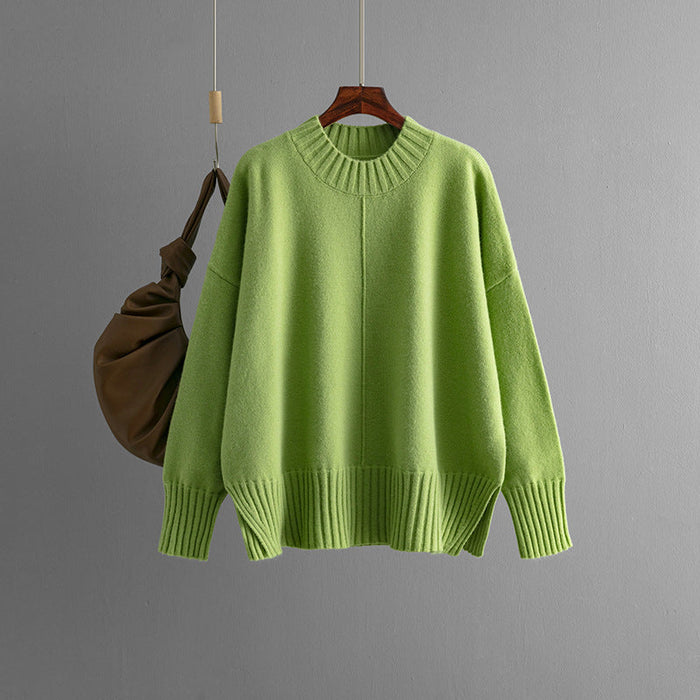 Damski Oversized Sweter z Prążkowanymi Wykończeniami