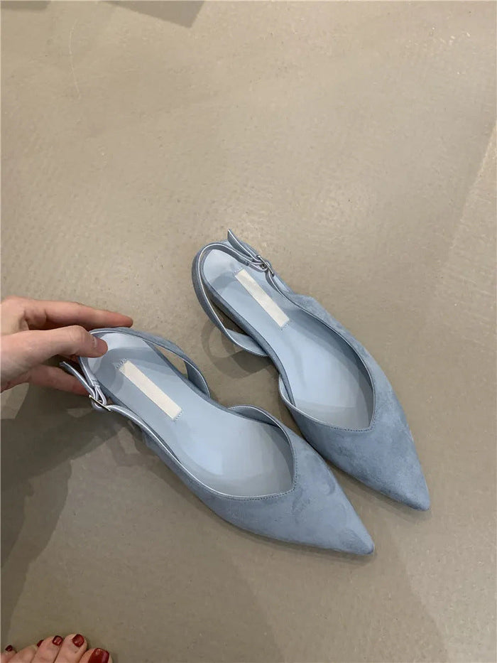Damskie Baleriny Slingback ze Spiczastym Noskiem do Biura
