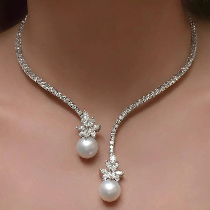 Charlene | Elegancka Srebrna Naszyjnik z Perłami