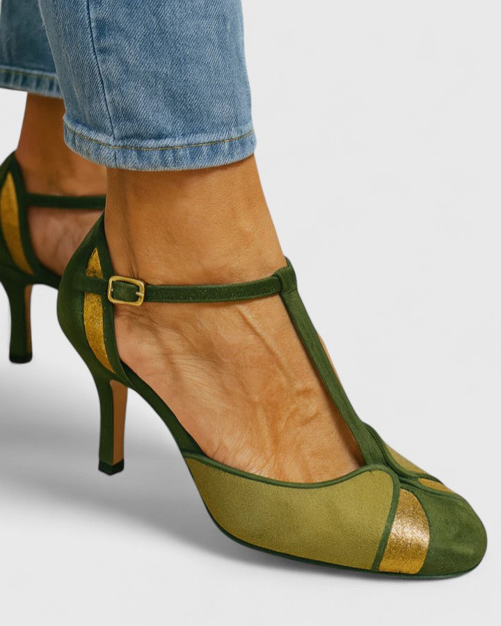Megan | Eleganckie Sandały na Obcasie T-Strap