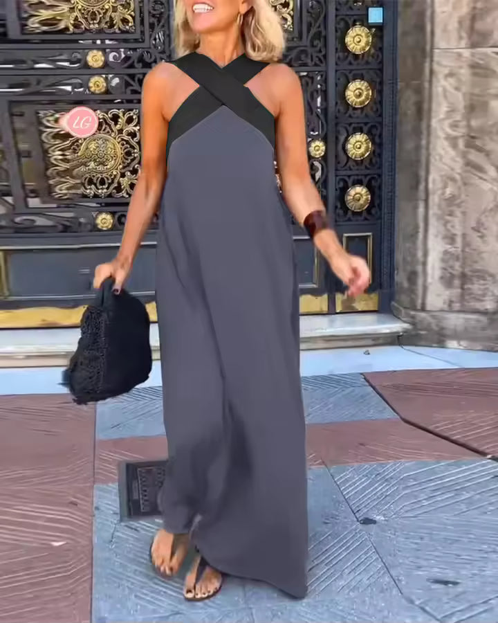 Carolina | Vintage Hollow Shoulder Maxi Dress