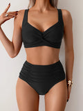 Luna | Elegancki klasyczny zestaw bikini z wysokim stanem