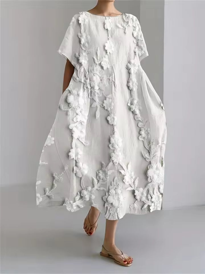 Amanda | Elegancka Luźna Sukienka z Okrągłym Dekoltem