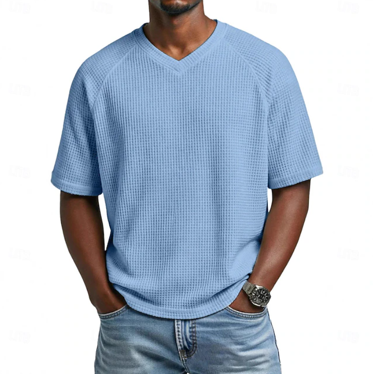 Crosby | Koszulka Waffle z V-neck i Krótkim Rękawem